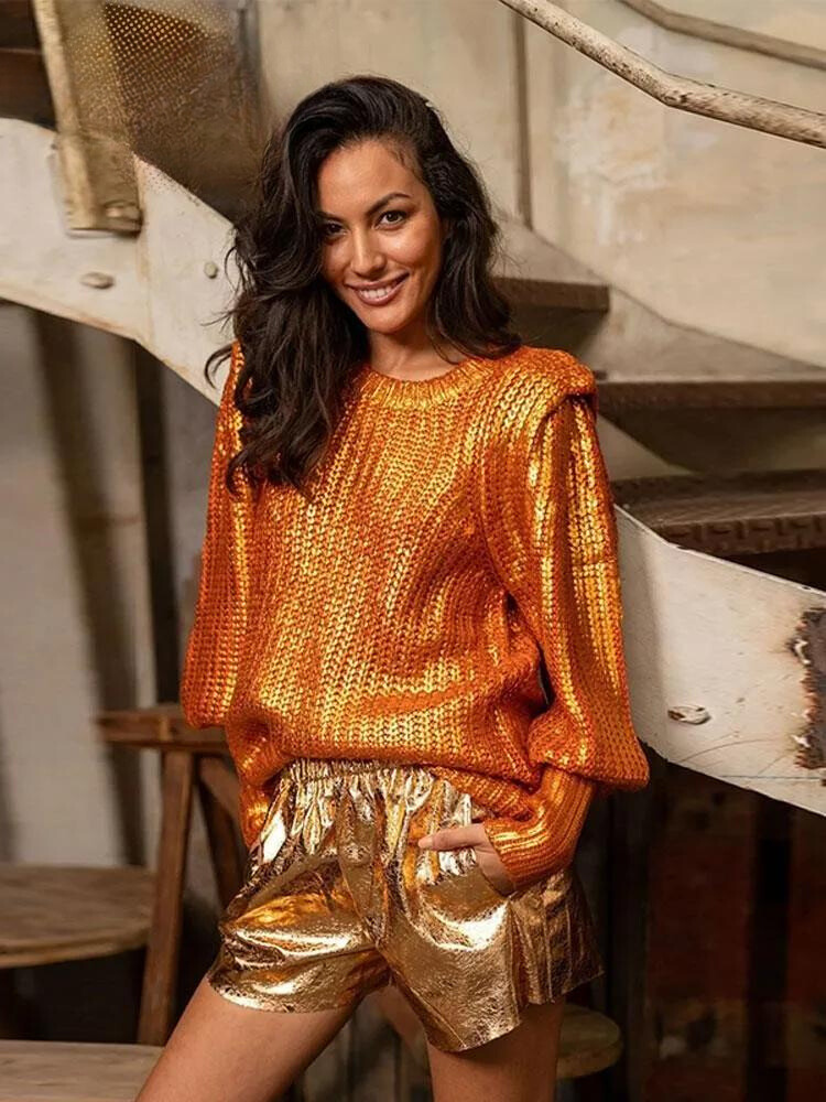 Celestina | Metallic-Pullover mit zeitlosem Design und individueller Passform für Frauen