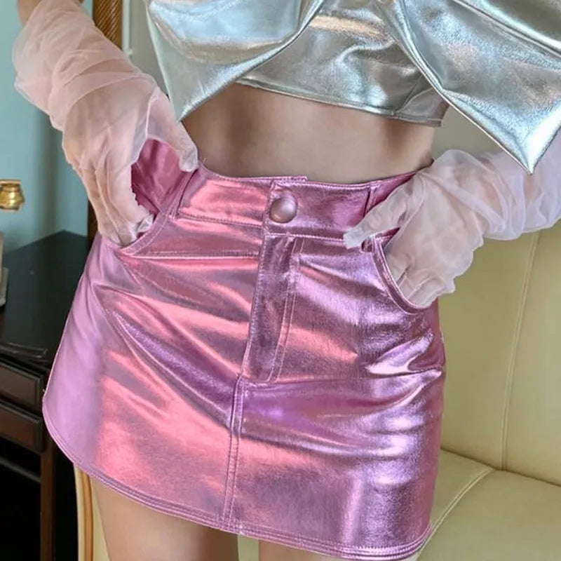 Lunara | Minirock im Metallic-Look mit Einzigartigem Design und Praktischen Taschen für den Winter