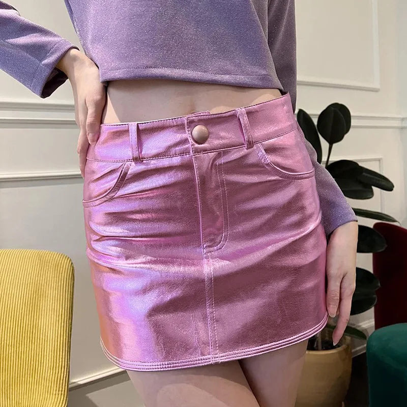Lunara | Minirock im Metallic-Look mit Einzigartigem Design und Praktischen Taschen für den Winter