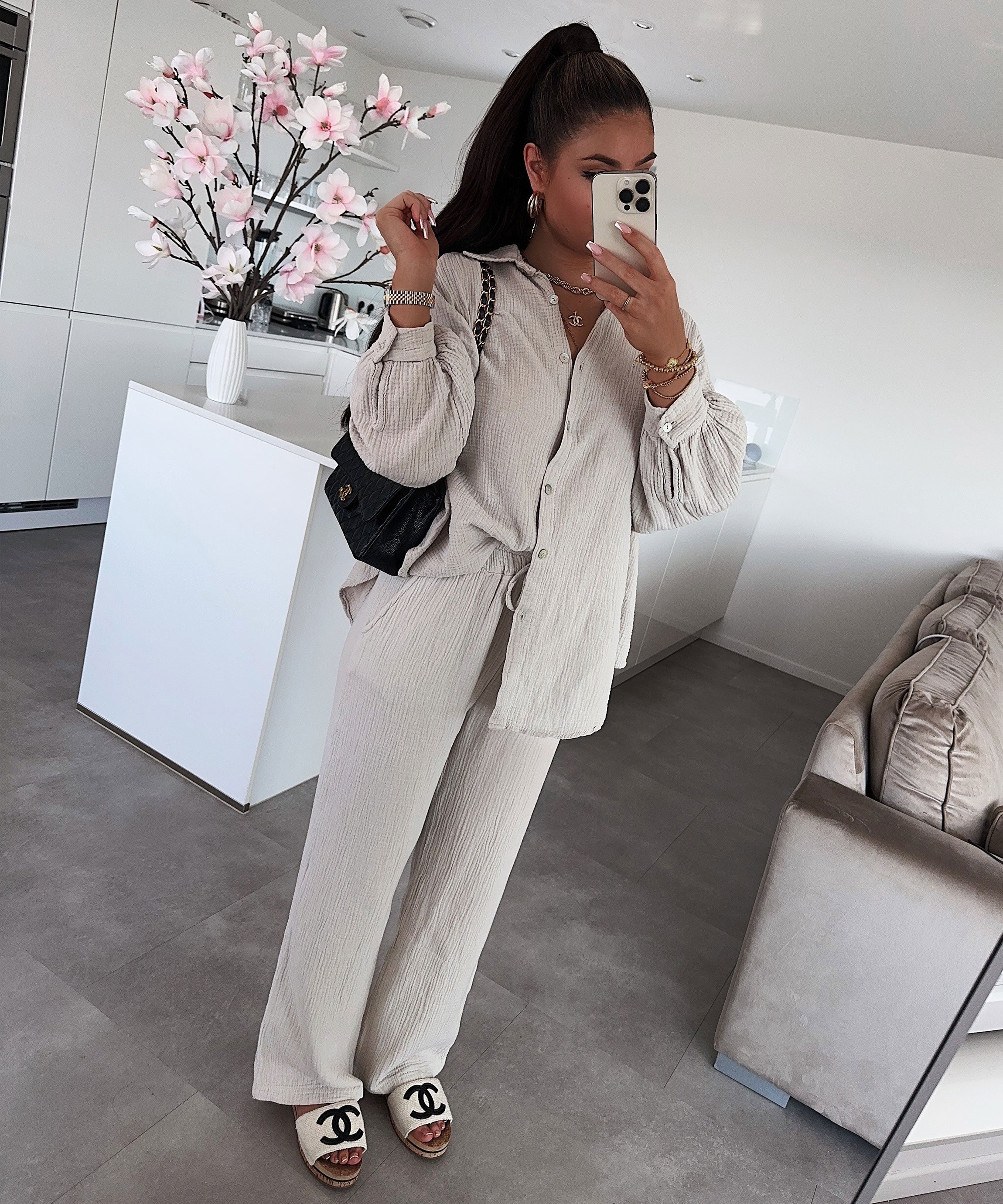 Isadora | Set mit Bequemer Baumwolle und Übergroßer Bluse für Frauen