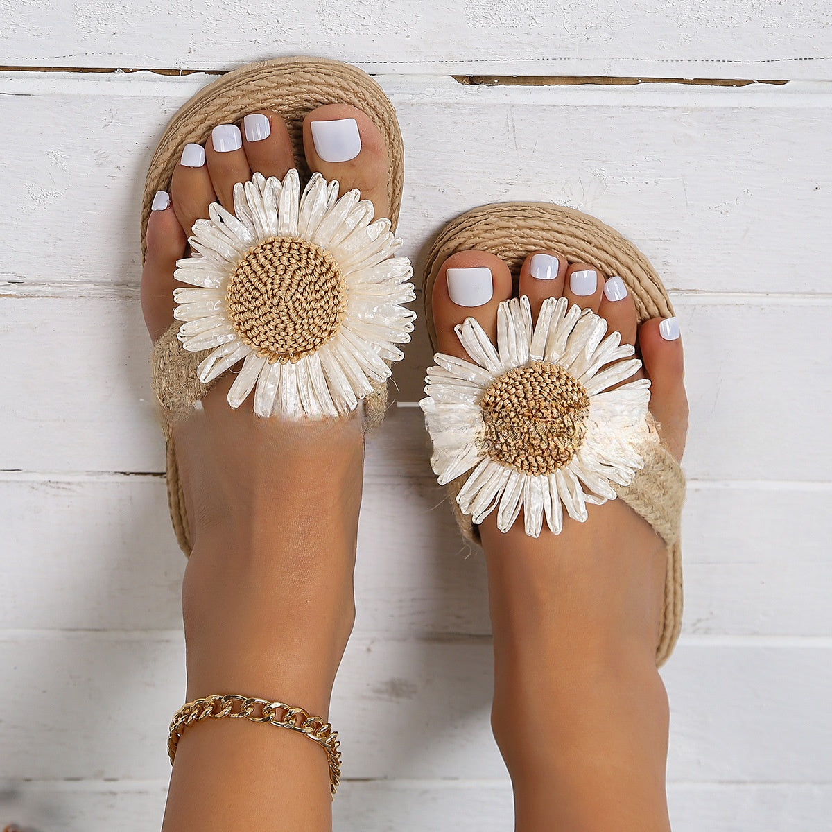 Liora | Flache Schuhe mit Atmungsaktivem Leinen und Blumenmuster für Frauen