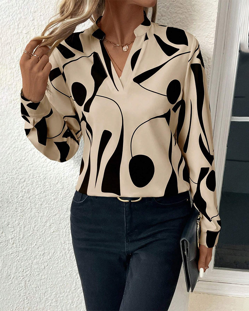 Zephyr Blouse | Trendige stylische Bluse mit Luxusmotiv mit langen Ärmeln