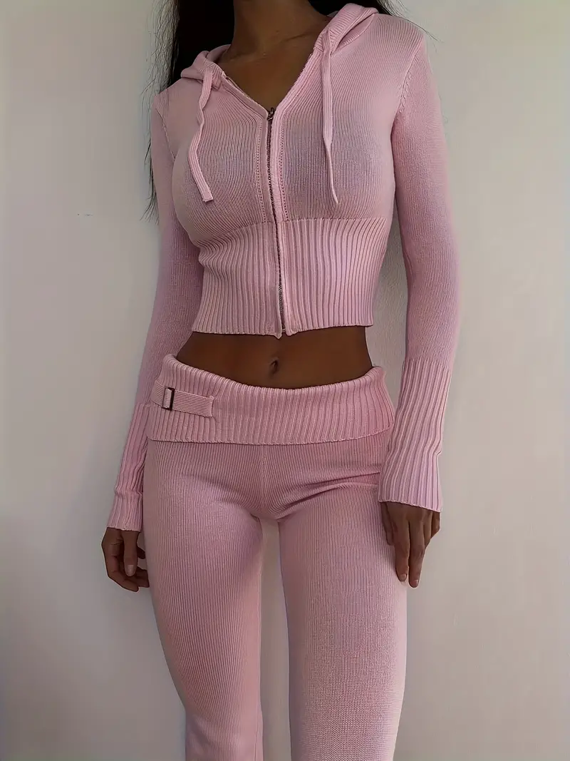 Celestia | Strickset mit Reißverschluss und Kapuze für einen stilvollen Look