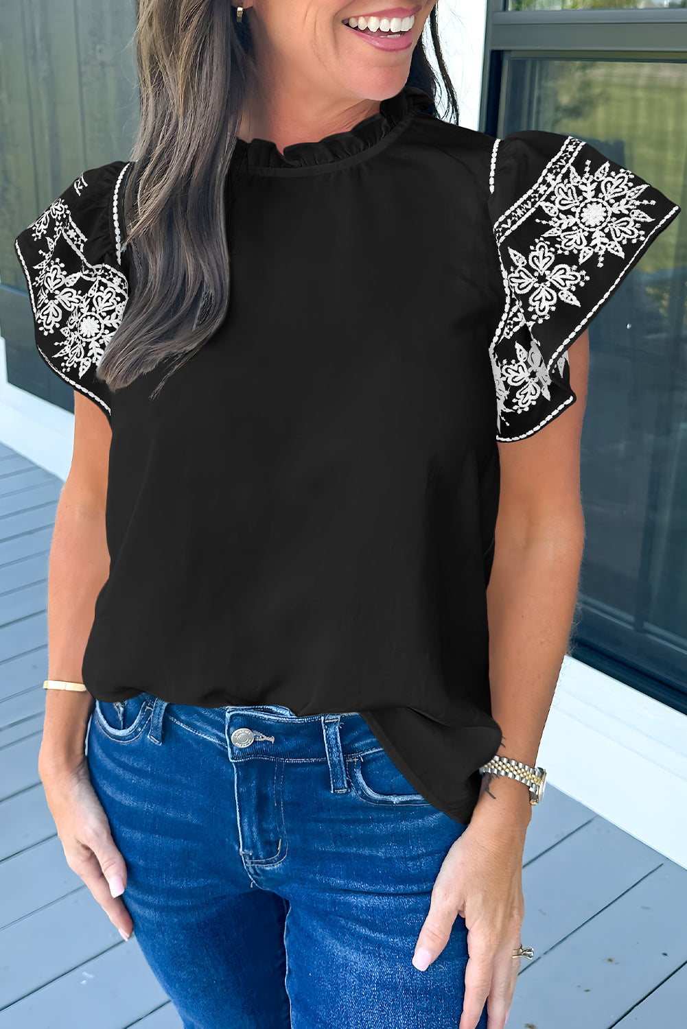Zephyr | Bluse mit femininen Rüschenärmeln Für Frauen