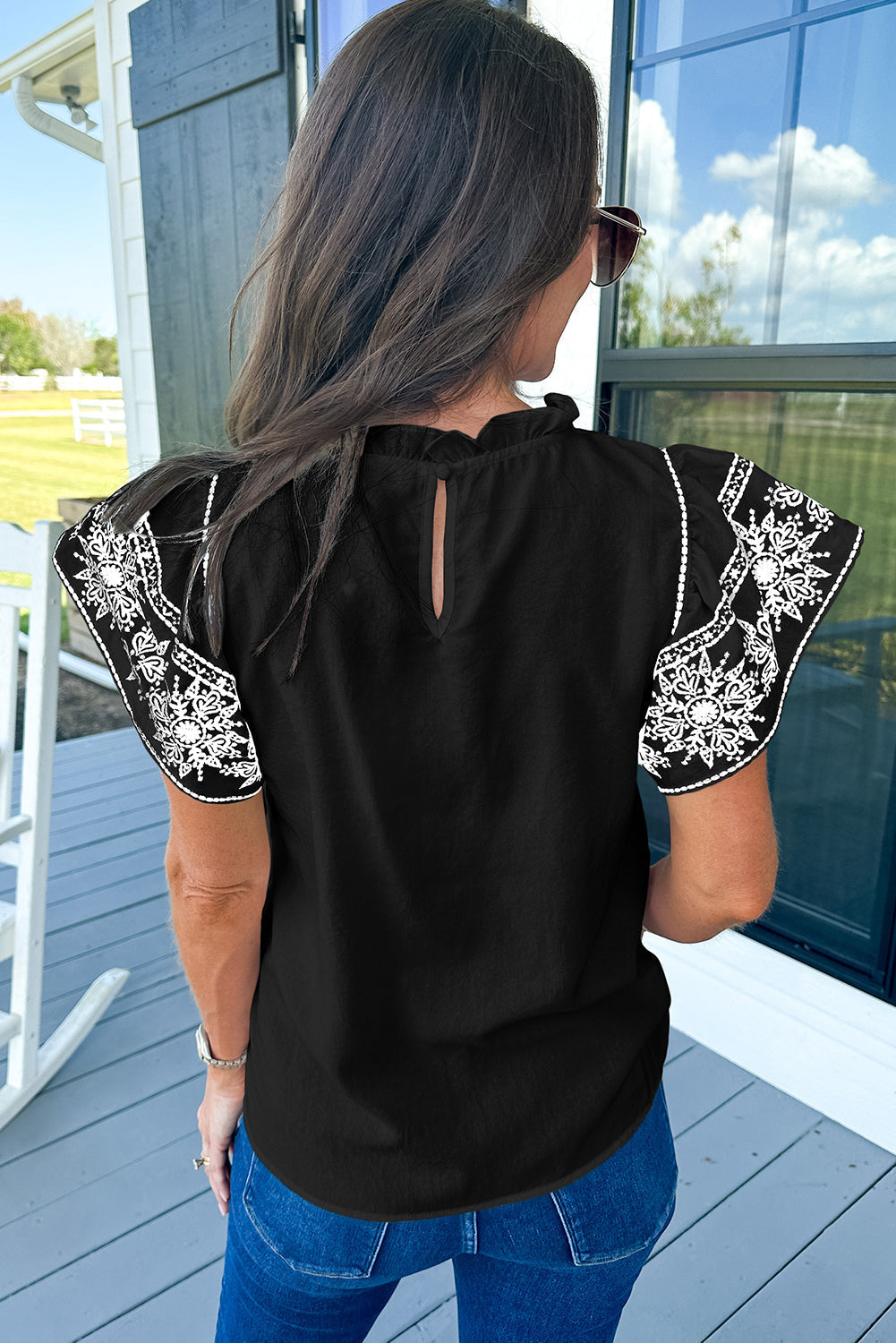 Zephyr | Bluse mit femininen Rüschenärmeln Für Frauen