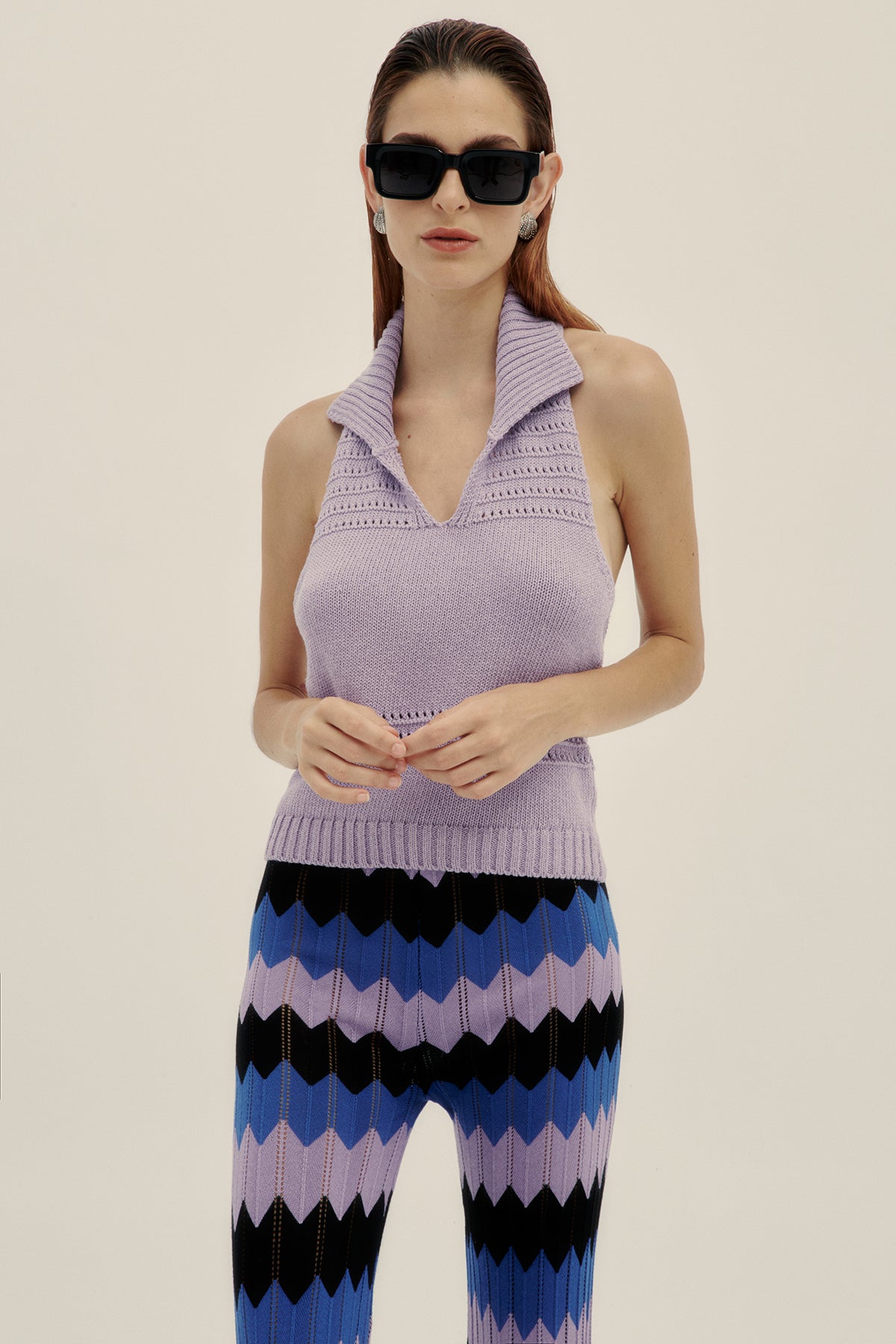 Amara | Stricktop mit Stilvollem Design und Kupferdetails für Damen