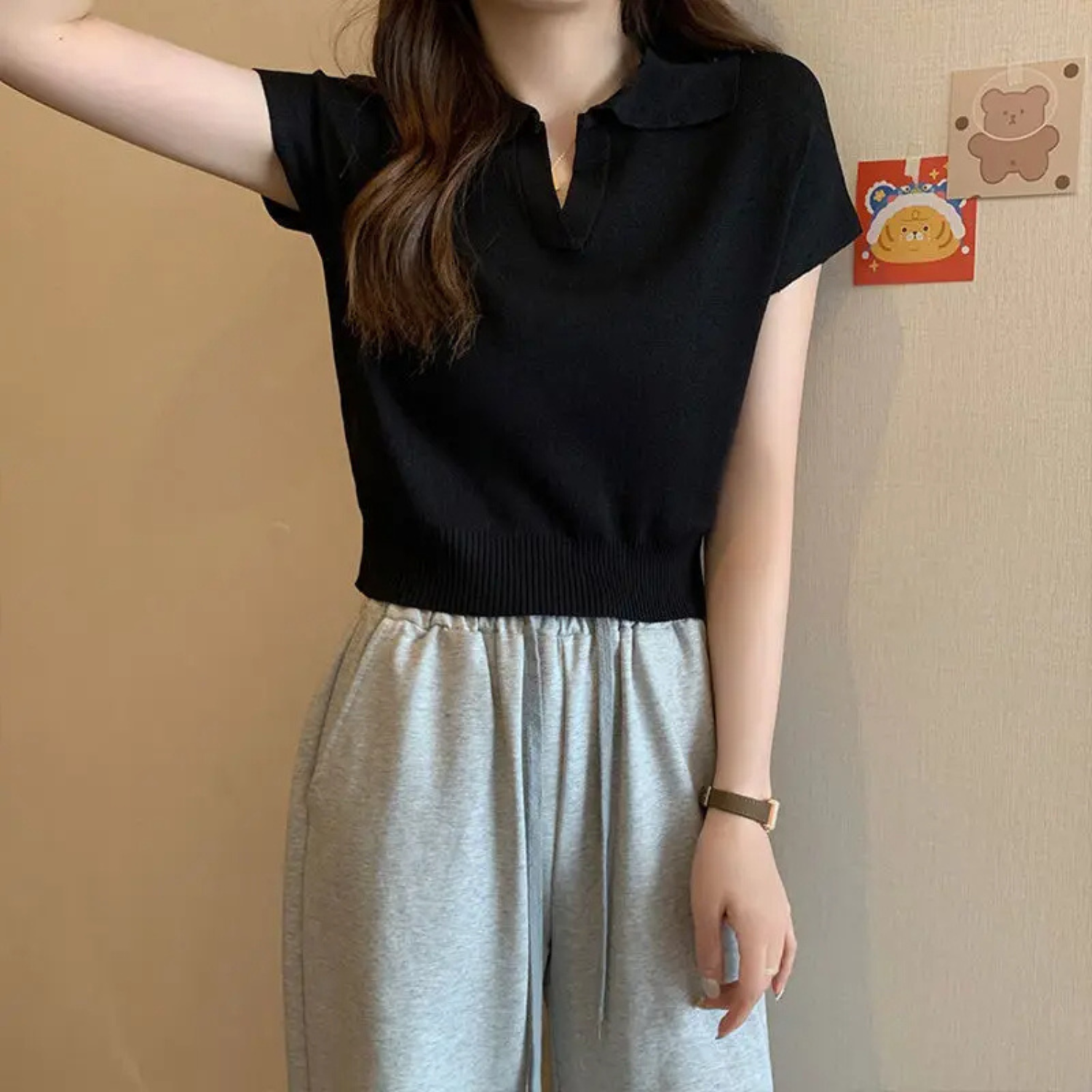 VIDA Business-Stil schwarz rund n Damen Poloshirt