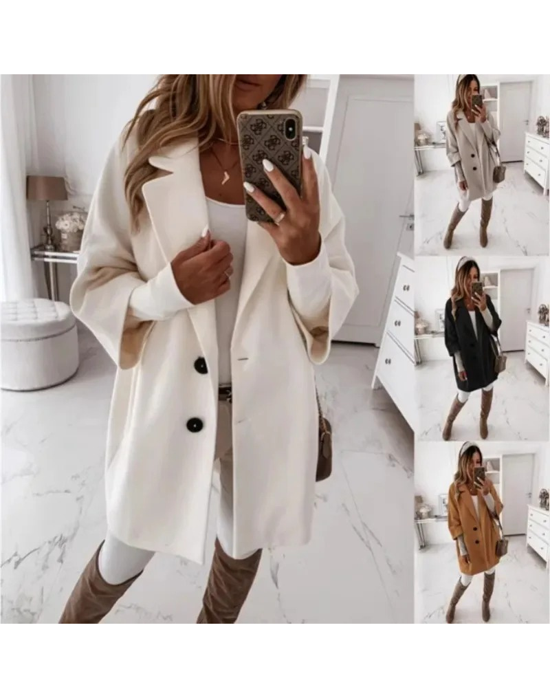 Femilea - Damen Mantel Oversized Übergangsmantel mit Doppelknopfleiste