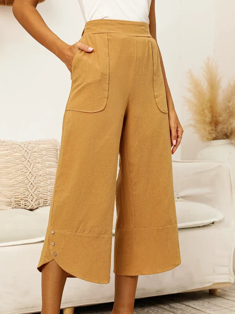 Sarina | Wadenlange Hose mit Feuchtigkeitsregulierendem Gewebe und Flexiblem Bund für Frauen