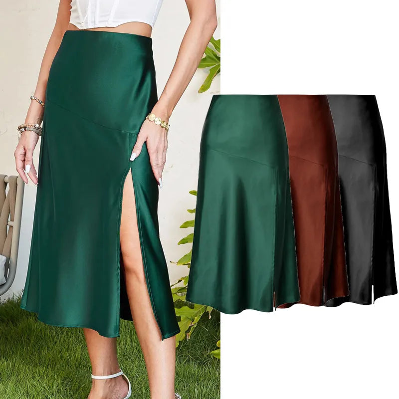 Sophie | Satinrock mit Eleganter A-Linien-Silhouette und Hoher Taille für Frauen