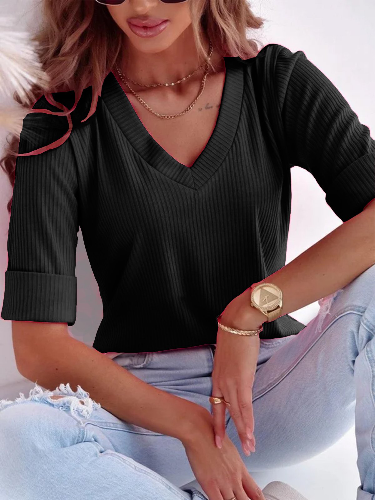 Livia | T-Shirt mit Eleganter Rippstruktur und Atmungsaktiver Baumwolle für Damen