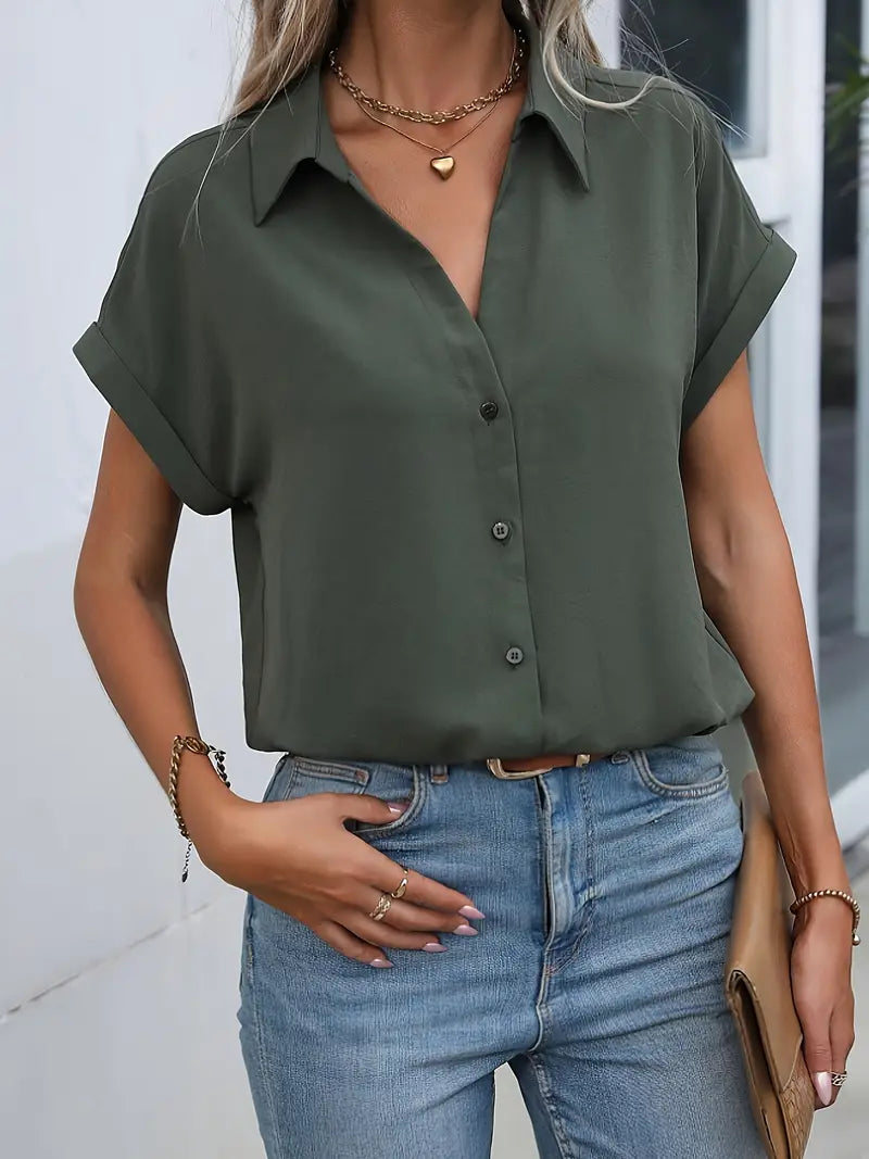 Zephyr | Dunkelgrau Elegantes Kurzarmshirt für Damen - Stylische und Komfortable Bluse