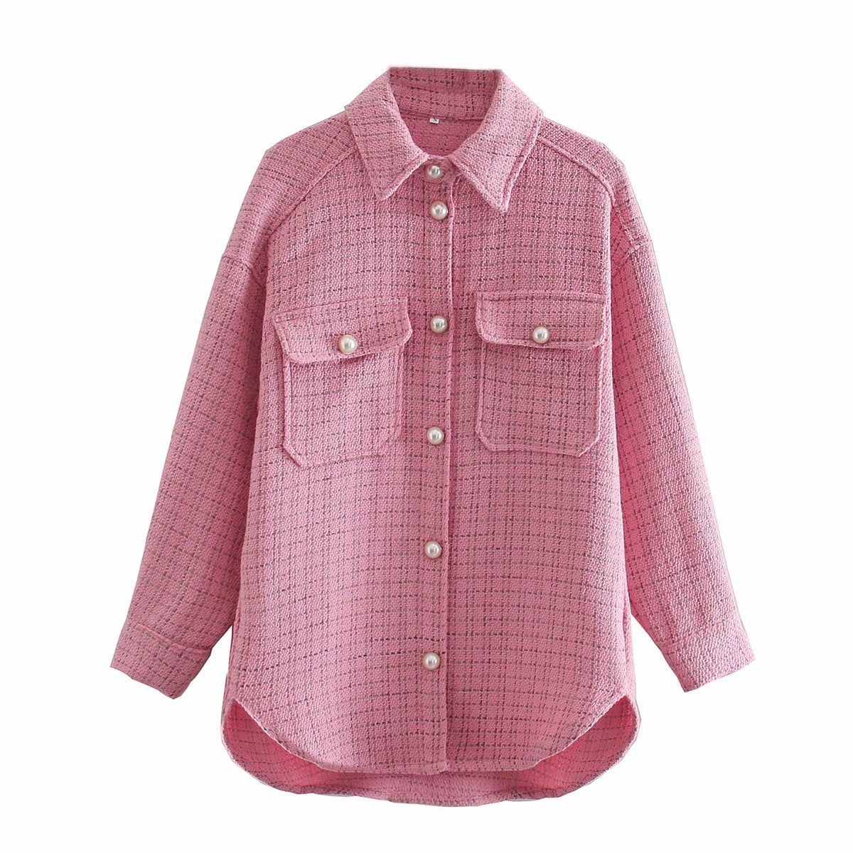 Liora | Bluse mit Minimalistischem Design und Karierten Knöpfen für Frauen