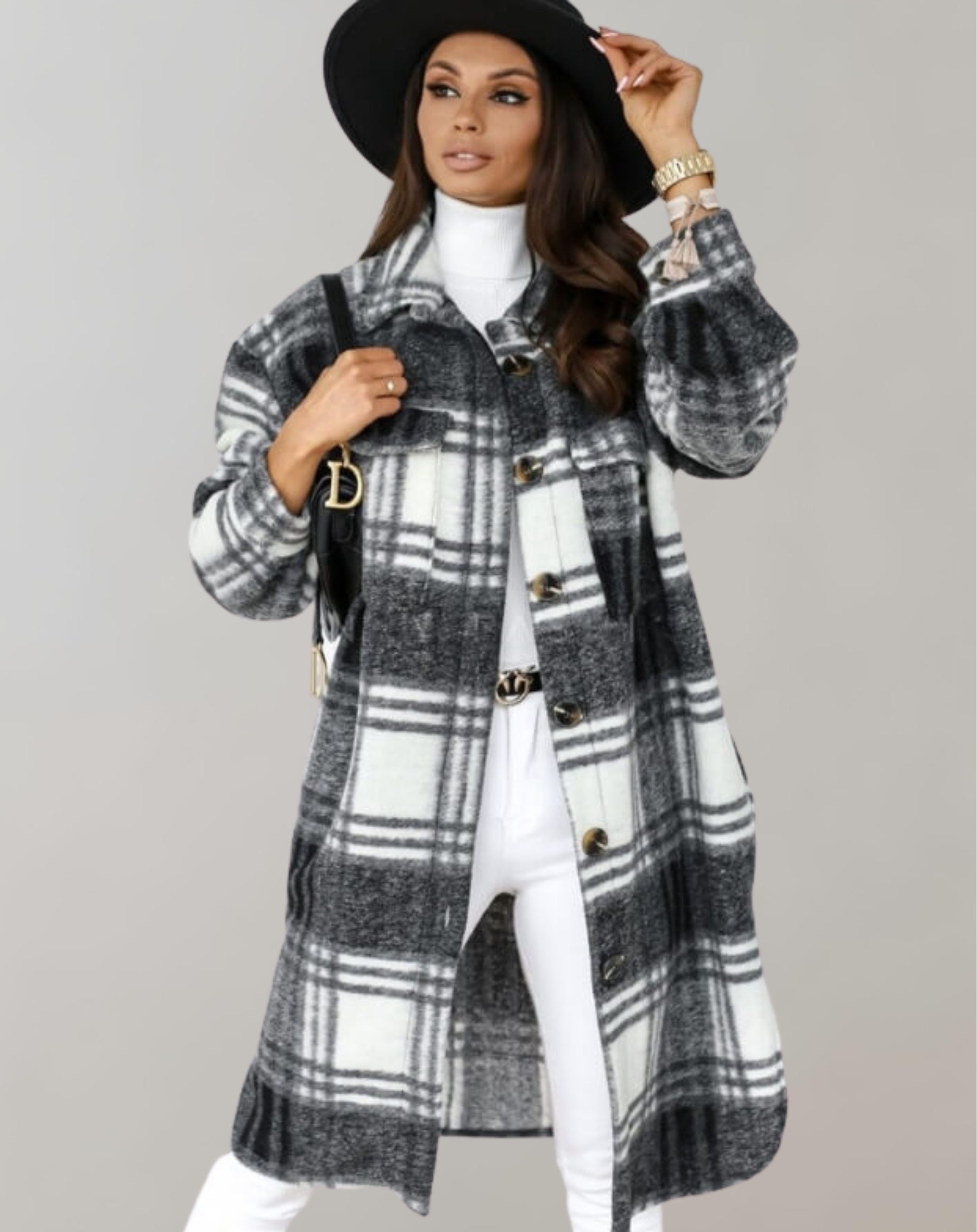 Isolde | Karierter Mantel mit Atmungsaktivem Stoff und Elegantem Design für Damen