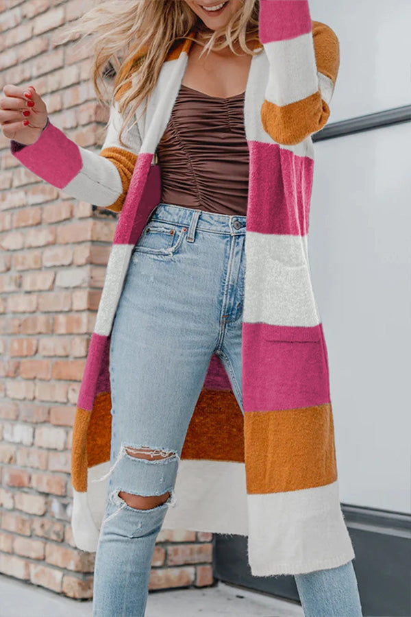 Siena | Strickjacke mit Stilvollem Farbblock und Offener Vorderseite für Frauen