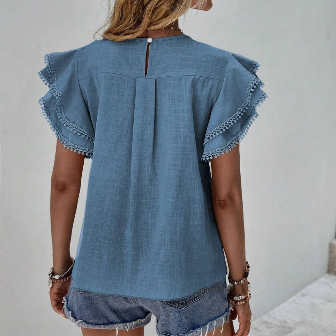 Zephyr | Bluse mit Rüschenärmeln und Häkelverzierungen
