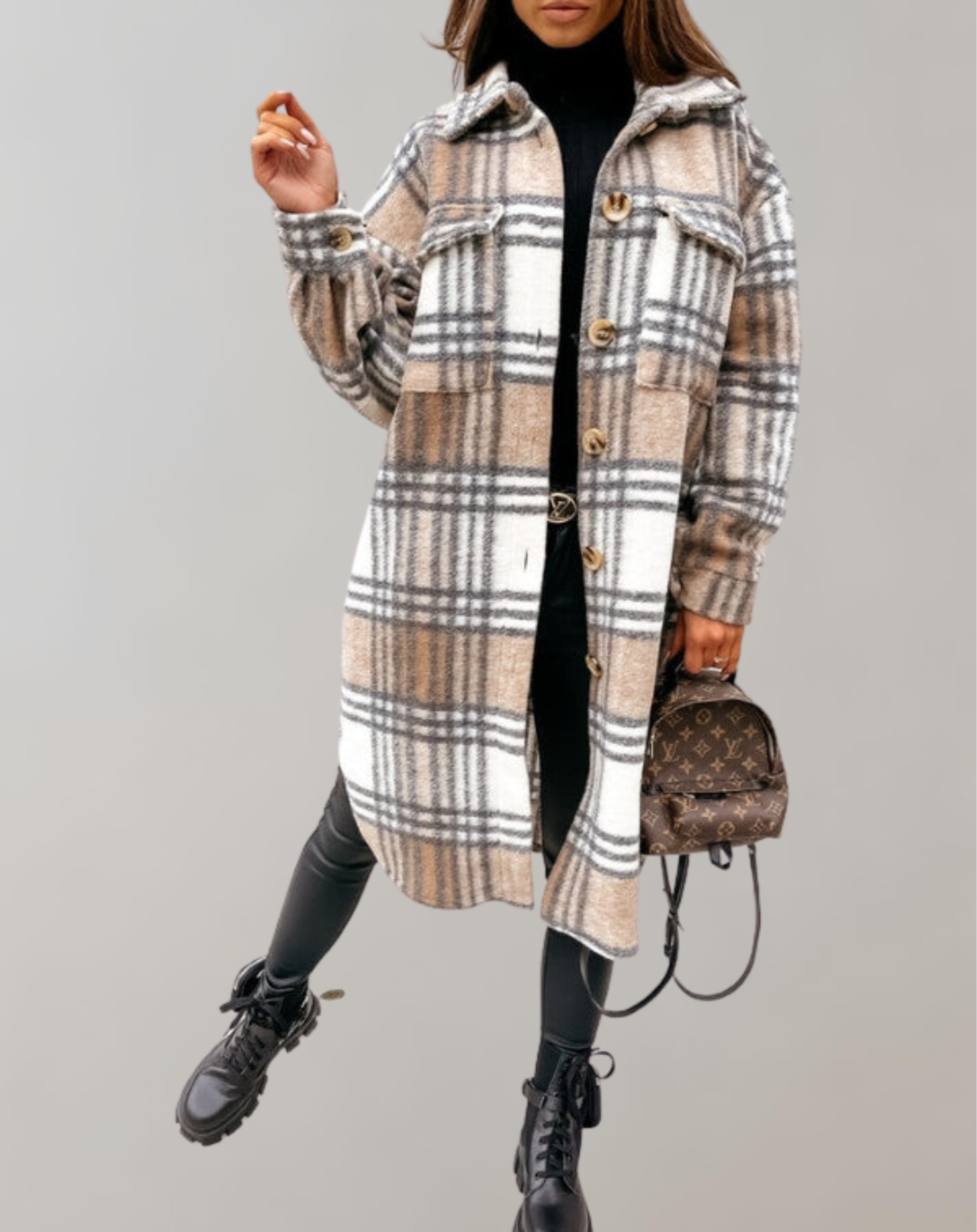 Isolde | Karierter Mantel mit Atmungsaktivem Stoff und Elegantem Design für Damen
