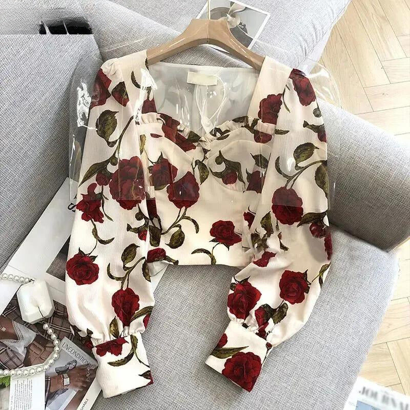 Celestine | Bluse mit Plissee-Kragen und Floralem Design für Damen