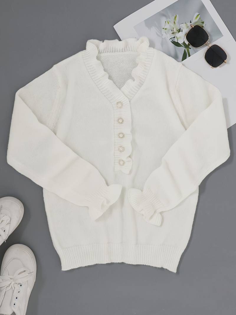 Maris | V-Ausschnitt Pullover mit Eleganten Details für Frauen