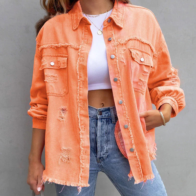 Luna | Damenjacke mit modernem Design und rohen Kanten für den Frühling