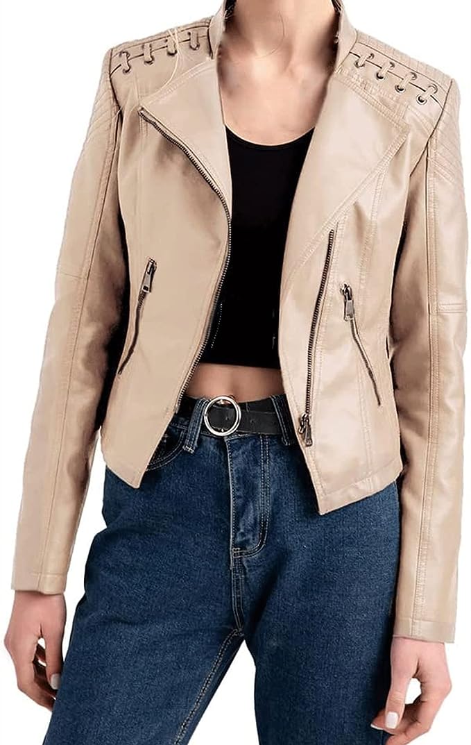 Celeste | Lederjacke mit Eleganter Verarbeitung und Femininer Passform für Herbst/Frühling