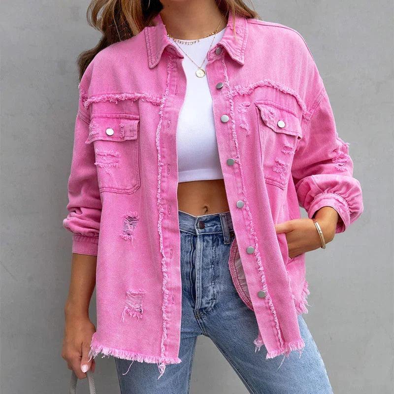 Luna | Damenjacke mit modernem Design und rohen Kanten für den Frühling