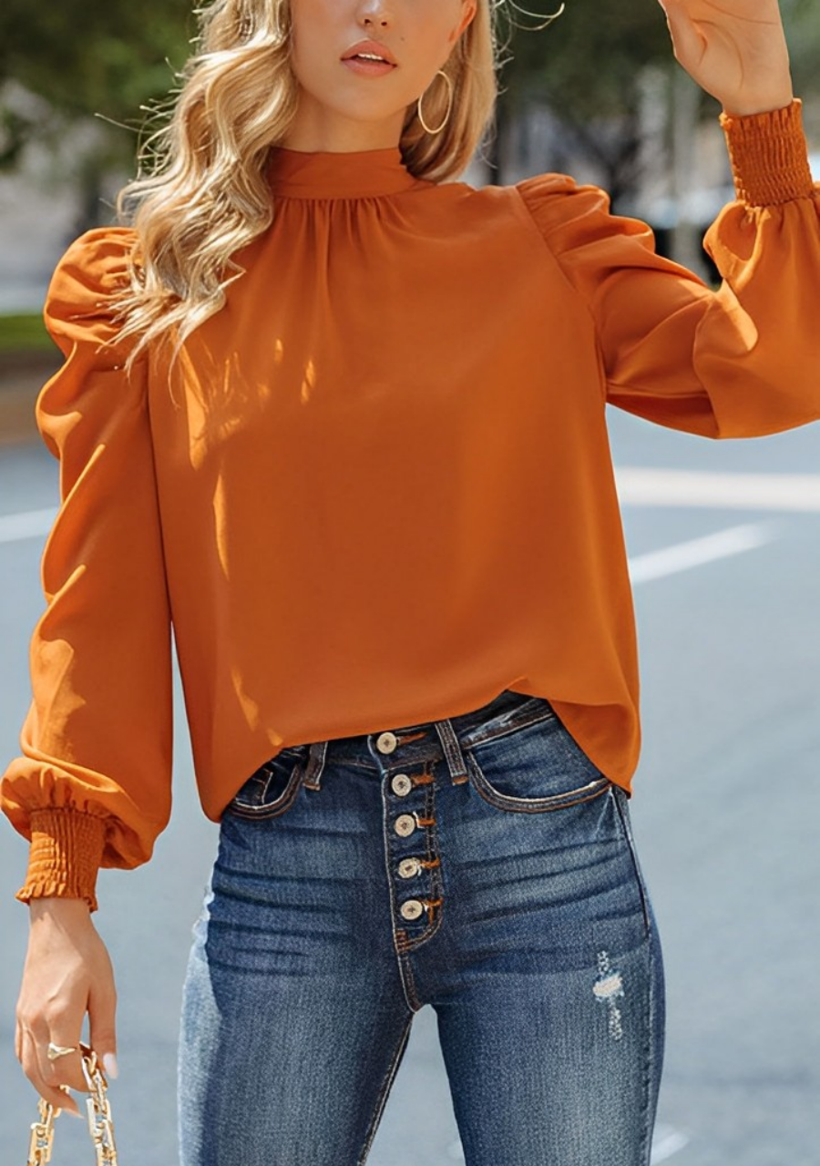 Zephyr | Braune Bluse mit Puffärmeln für Damen - Stilvoll und Trendy