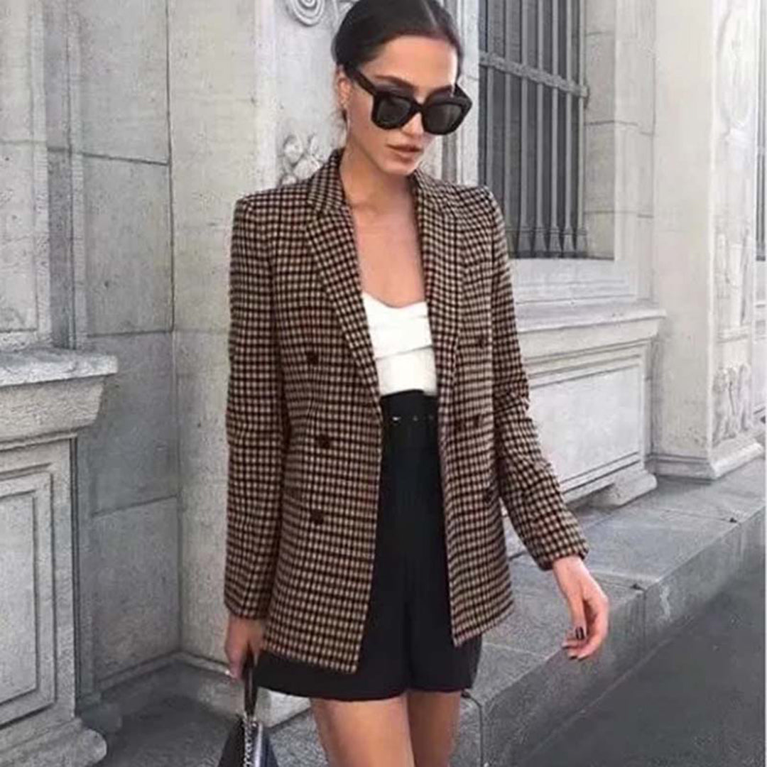 Vespera | Blazer mit Eleganten Hahnentritt-Design für Damen