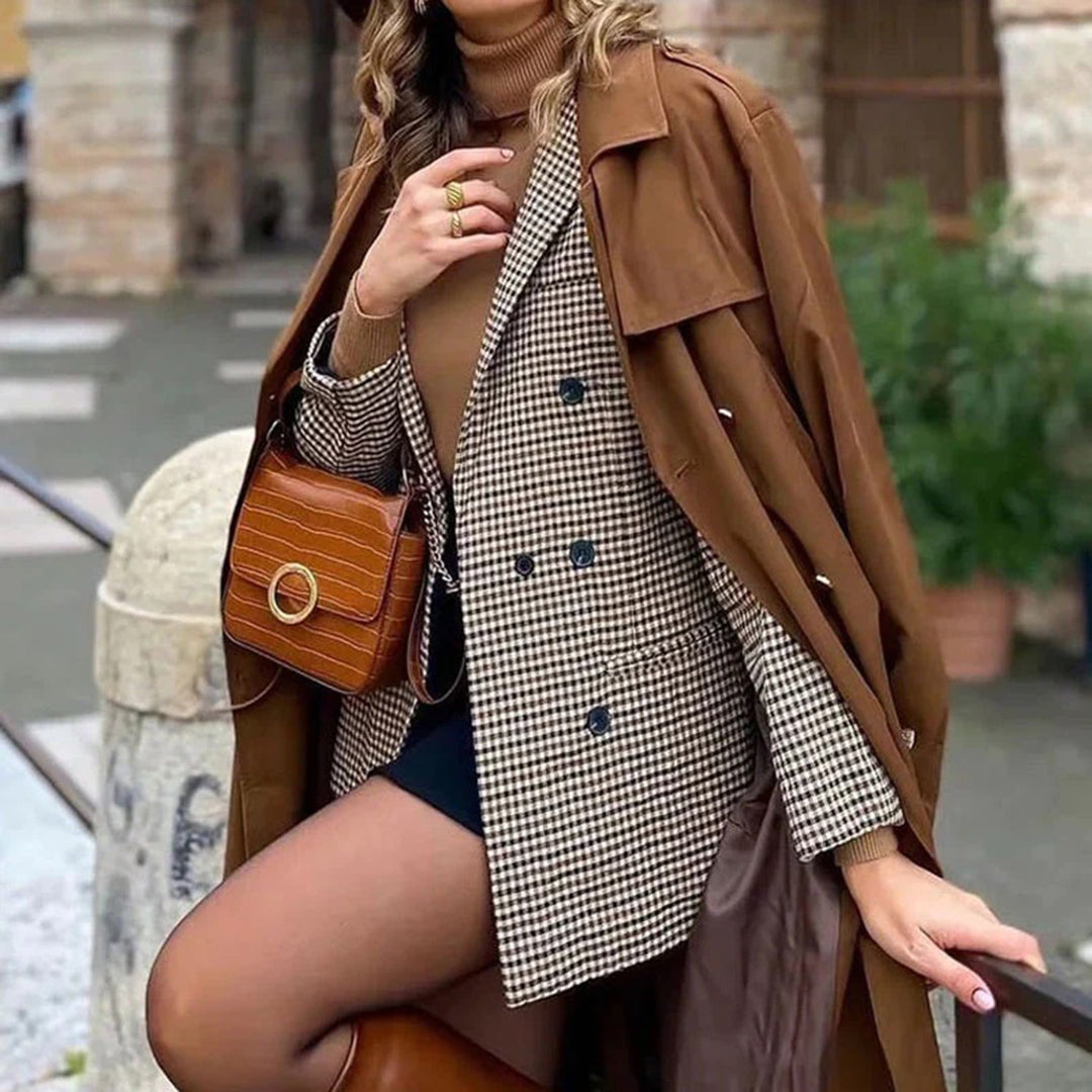 Vespera | Blazer mit Eleganten Hahnentritt-Design für Damen