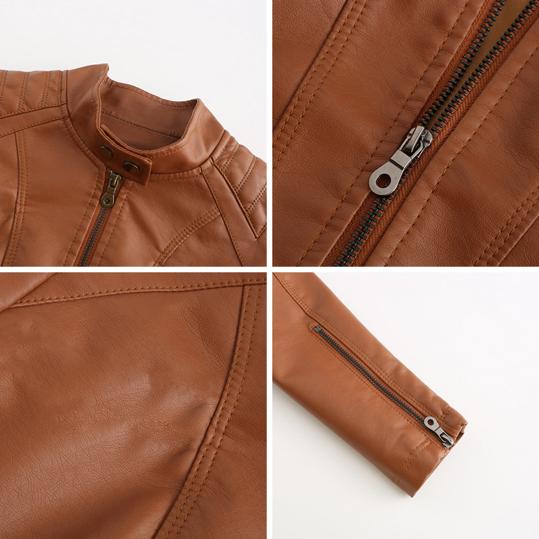 Livia | Lederjacke mit Eleganten Details und Vielseitigem Styling für Frauen