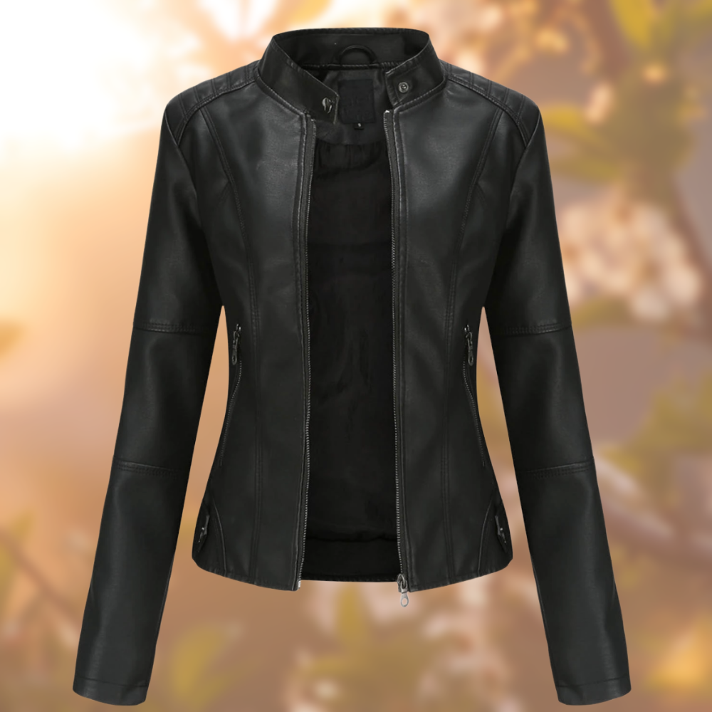 Liora | Lederjacke mit stilvollem Design und vielseitigen Taschen für Frauen