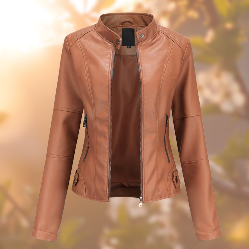 Liora | Lederjacke mit stilvollem Design und vielseitigen Taschen für Frauen