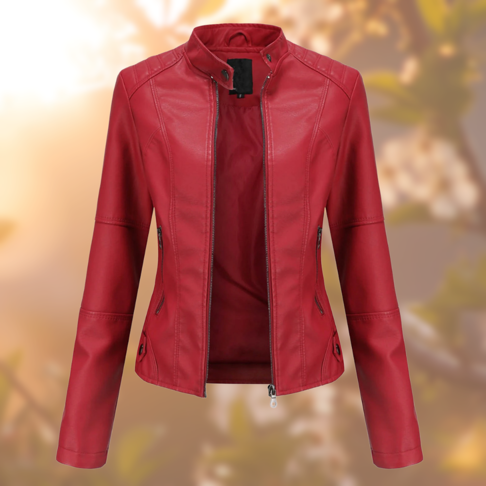 Liora | Lederjacke mit stilvollem Design und vielseitigen Taschen für Frauen