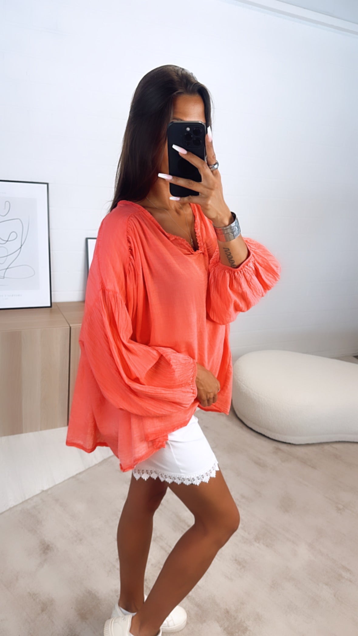 Lia | Baumwollbluse mit Leichtigkeit und V-Ausschnitt für Damen
