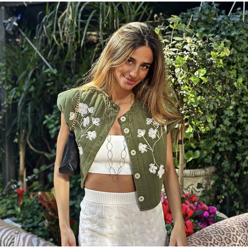 Liora | Weste mit Luftdurchlässigem Stoff und Blumenmuster für Damen