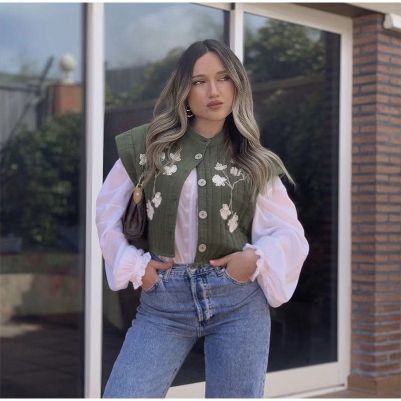 Liora | Weste mit Luftdurchlässigem Stoff und Blumenmuster für Damen