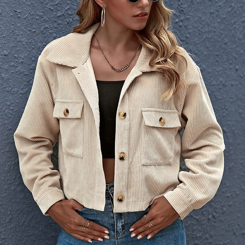 Livia | Jacke mit stylischem Rippenmuster und offenem Kragen für Frauen
