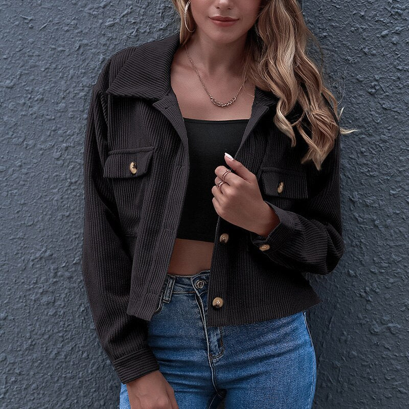 Livia | Jacke mit stylischem Rippenmuster und offenem Kragen für Frauen