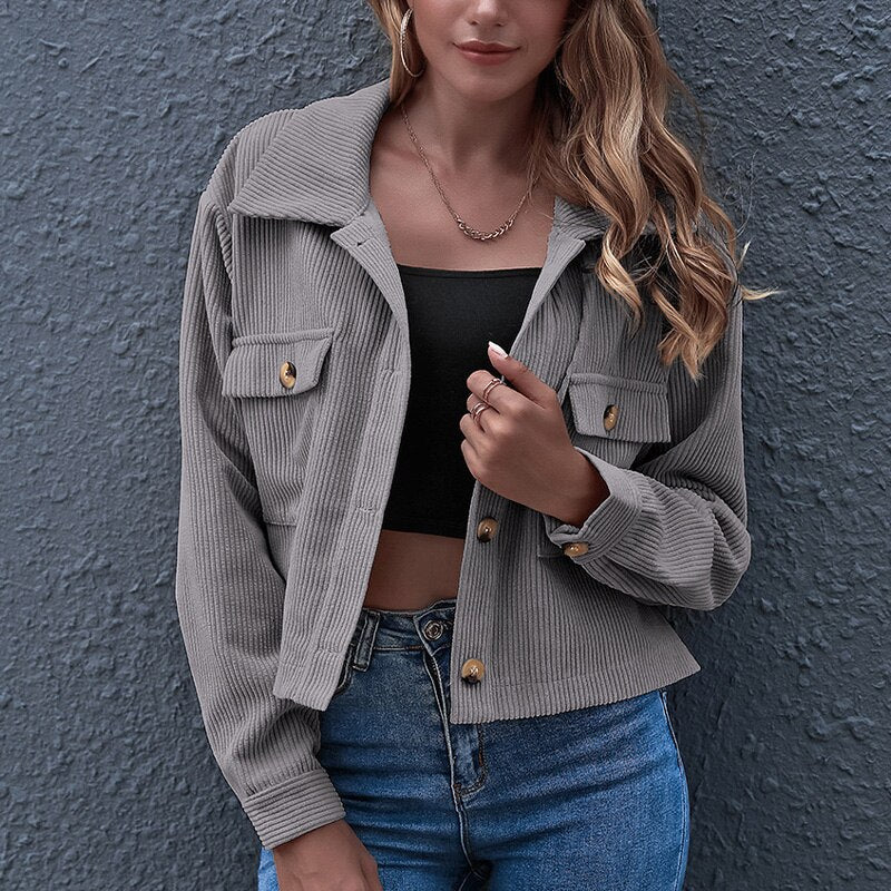 Livia | Jacke mit stylischem Rippenmuster und offenem Kragen für Frauen