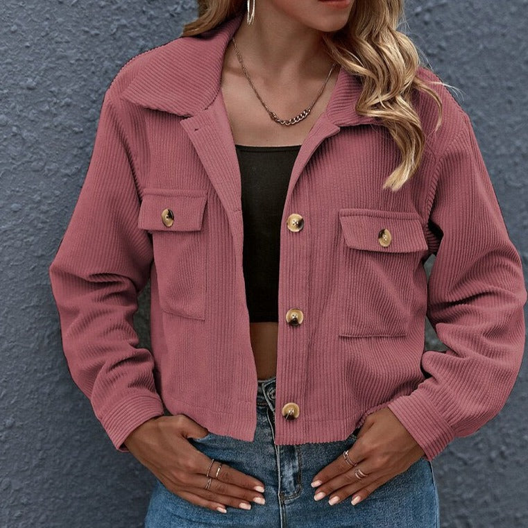 Livia | Jacke mit stylischem Rippenmuster und offenem Kragen für Frauen