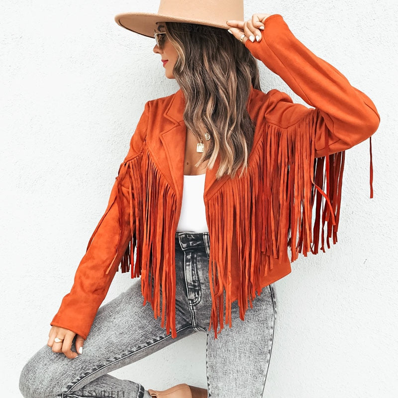 Aurelia | Wildlederjacke mit Fransen und Boho-Chic für Damen
