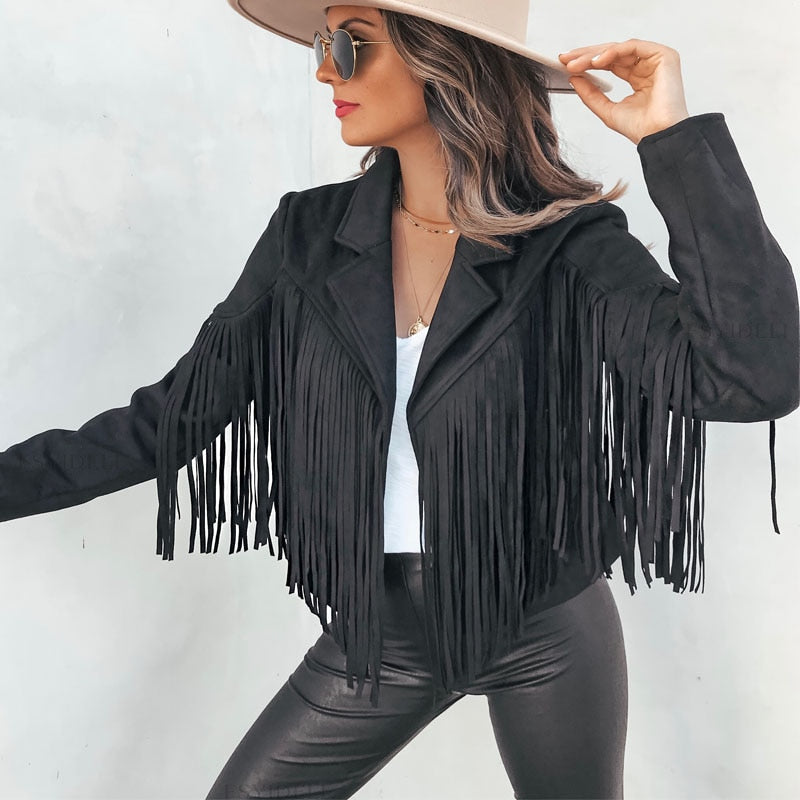 Aurelia | Wildlederjacke mit Fransen und Boho-Chic für Damen