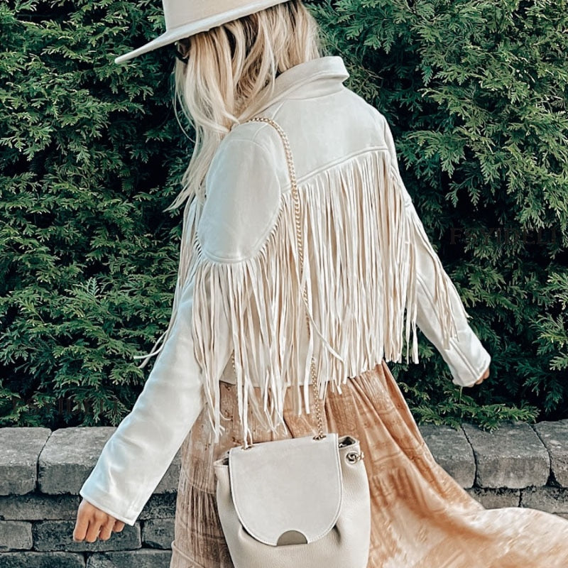 Aurelia | Wildlederjacke mit Fransen und Boho-Chic für Damen