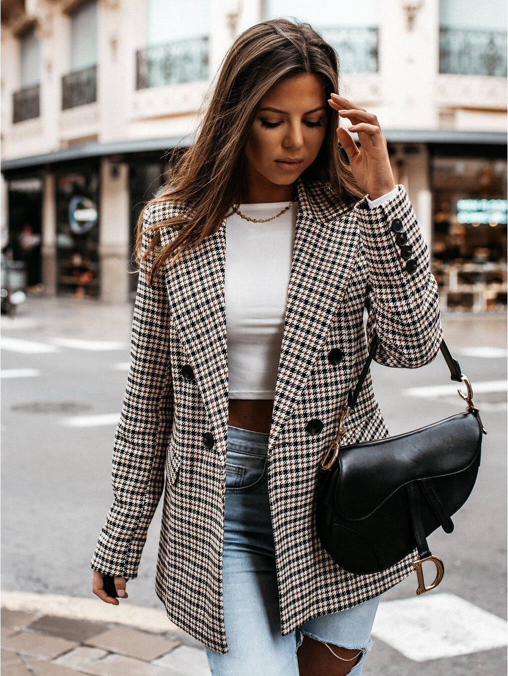Celestina | Blazer mit taillierter Passform und klassischem Karomuster für Frauen