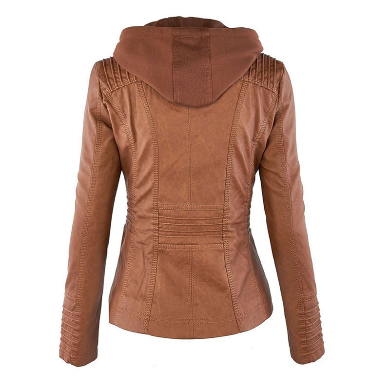 Lena | Kapuzenjacke aus Kunstleder mit stilvollem Design für Damen