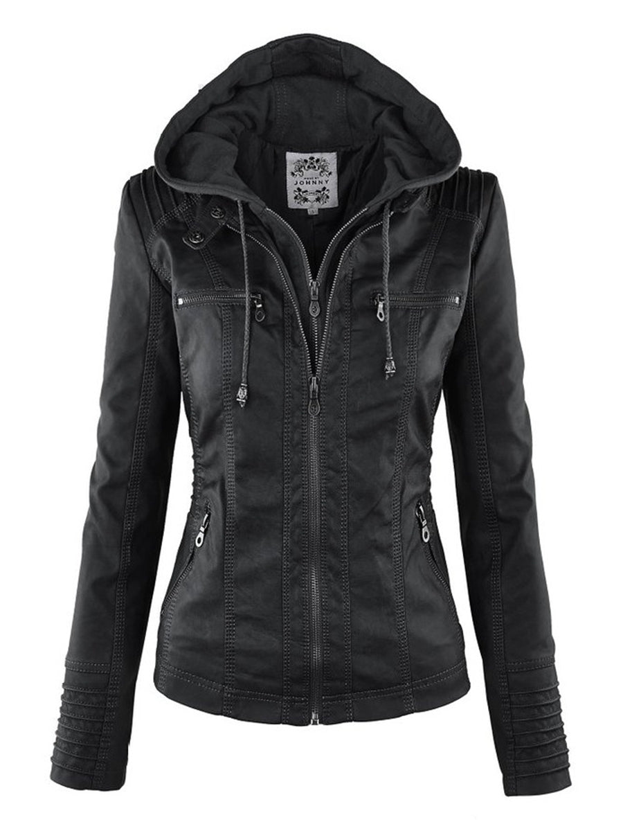 Lena | Kapuzenjacke aus Kunstleder mit stilvollem Design für Damen