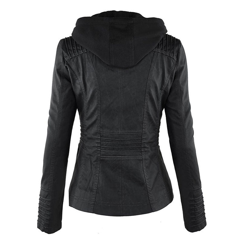 Lena | Kapuzenjacke aus Kunstleder mit stilvollem Design für Damen