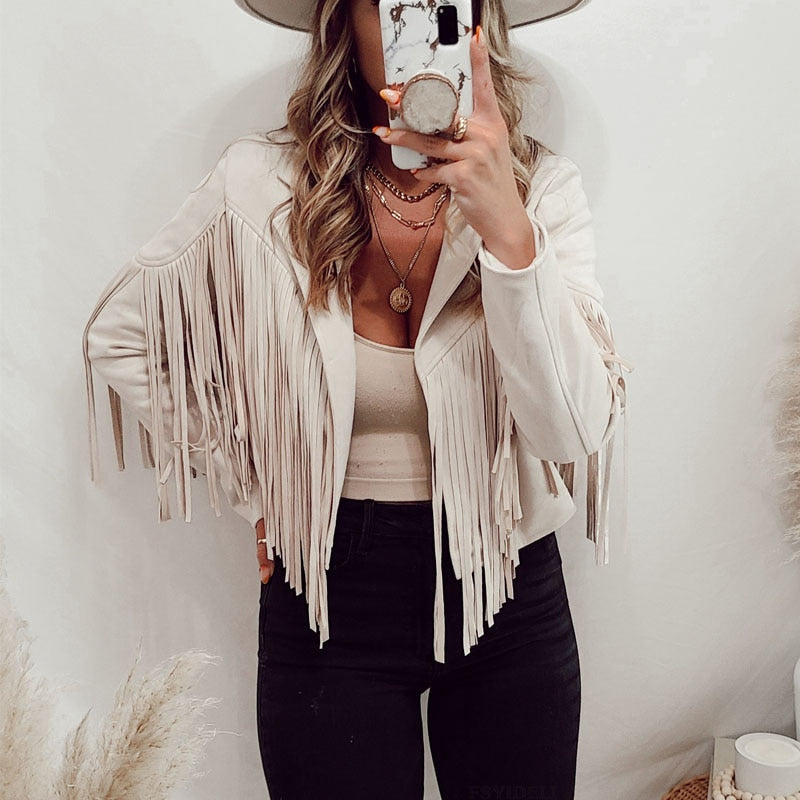 Aurelia | Wildlederjacke mit Fransen und Boho-Chic für Damen