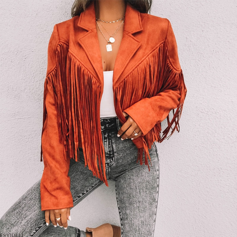 Aurelia | Wildlederjacke mit Fransen und Boho-Chic für Damen