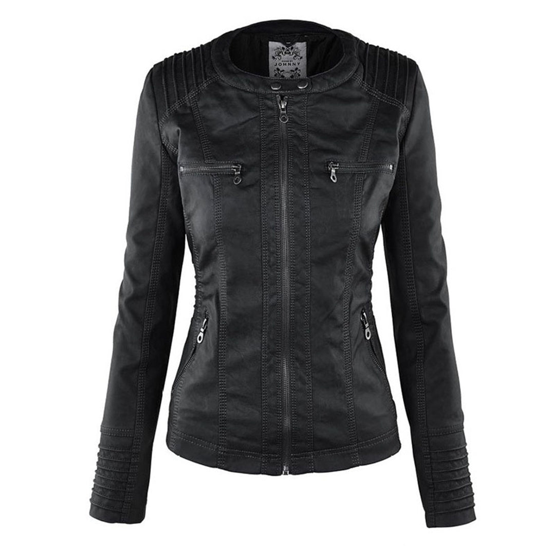 Livia | Leder Sommermantel mit Elegantem Design und Abnehmbarer Kapuze für Damen